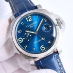 SJ Factory Panerai Luminor GMT 44*16.2mm Seagull 2555 Movement Blue Leather Band Watch